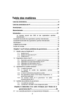 Modalites de la Gouvernance des Federations Internationales Sportives
