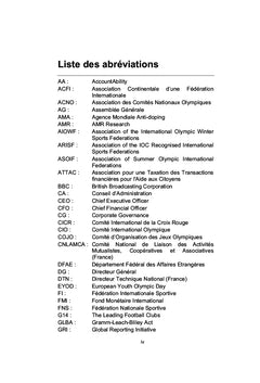 Modalites de la Gouvernance des Federations Internationales Sportives