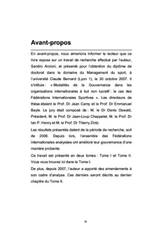 Modalites de la Gouvernance des Federations Internationales Sportives