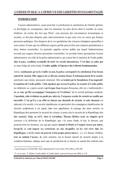 L'ordre public à l'épreuve des libertés fondamentales