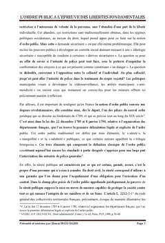 L'ordre public à l'épreuve des libertés fondamentales