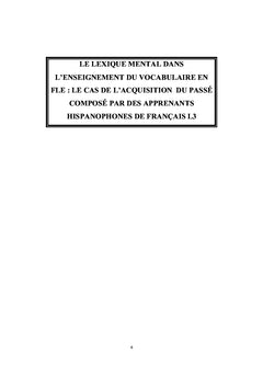 Le Lexique Mental dans l'enseignement du vocabulaire en FLE