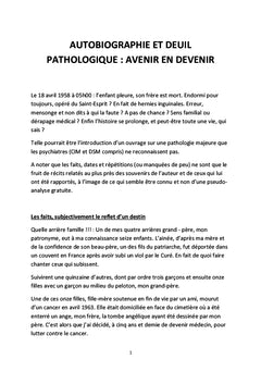 Deuil pathologique: à propos d'un vécu