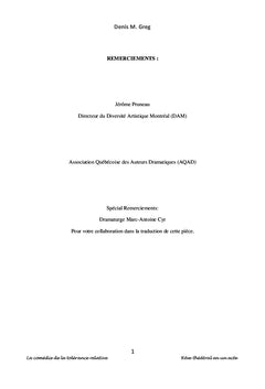 La Comédie de la Tolerance Relative