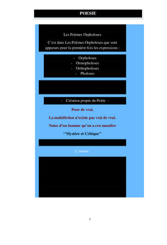 La Leçon Vitale prEsente livre 3 Les PoEmes Orpholoses