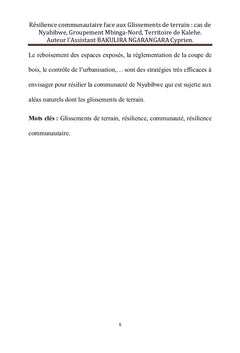 Résilience communautaire face aux glissements de terrain