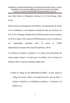 Résilience communautaire face aux glissements de terrain