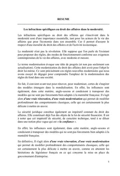 Les infractions spécifiques au droit des affaires dans la modernité Tome I