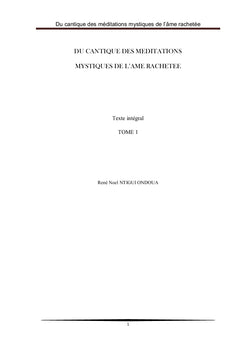 Du Cantique des Méditations Mystiques de l'Ame Rachetée