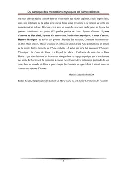 Du Cantique des Méditations Mystiques de l'Ame Rachetée