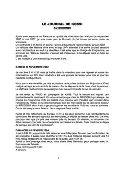 Kossi au Burundi 2002 - 2005
