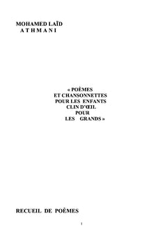 Poèmes et chansonnettes pour les enfants et clin d'oeil pour les grands