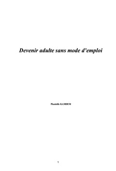 Devenir adulte sans mode d'emploi