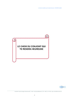 Le choix du conjoint qui te rendra heureuse