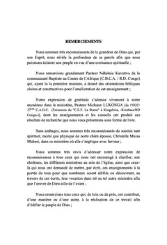 De la nouvelle niassance aux ministères dans l'église