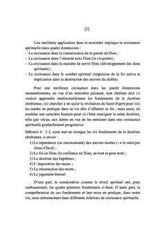 De la nouvelle niassance aux ministères dans l'église