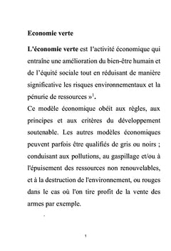 L'ÉCONOMIE VERTE