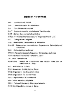 Panorama de la justice transitionnelle en RD Congo