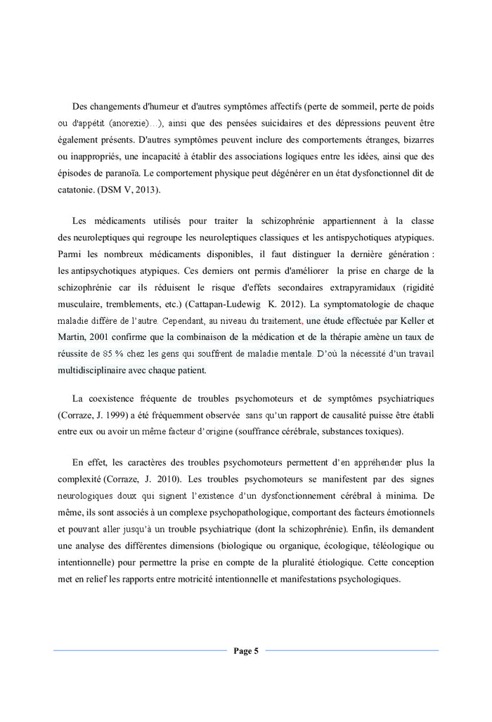 Psychomotricite et Schizophrenie