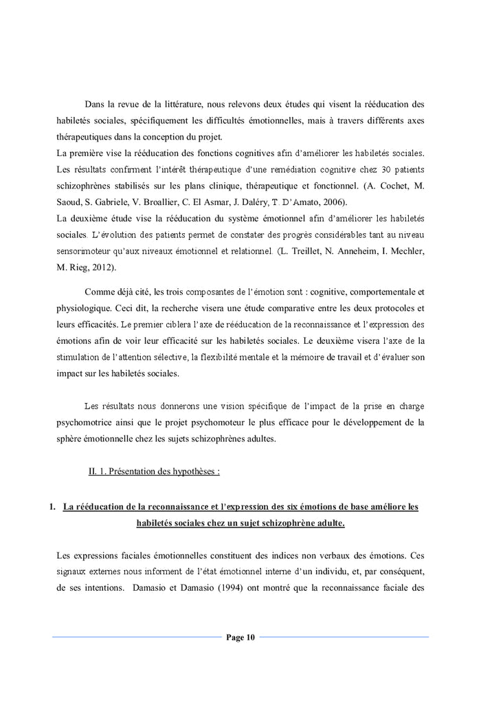 Psychomotricite et Schizophrenie