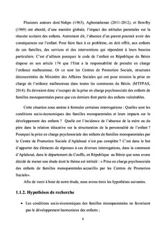 Prise en charge psychosociale des enfants de famille monoparentale