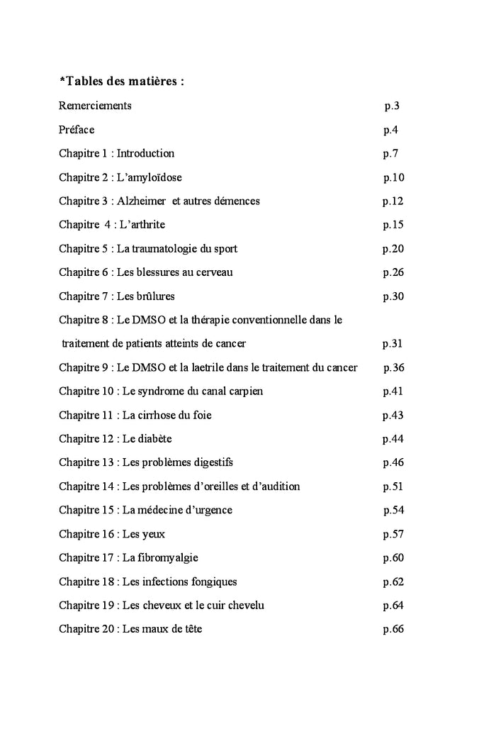 Guide sur le DMSO à l'usage des médecins et du grand public