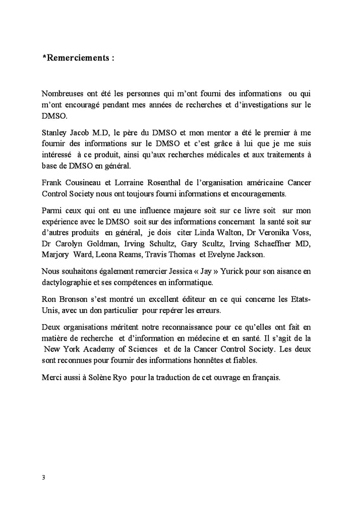 Guide sur le DMSO à l'usage des médecins et du grand public