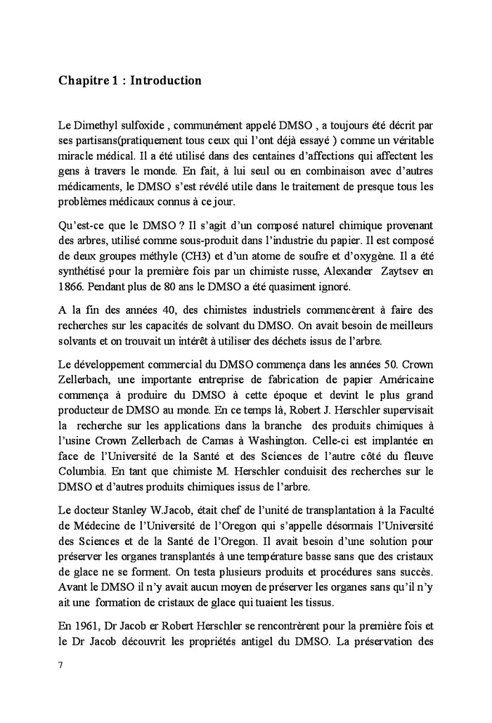 Guide sur le DMSO à l'usage des médecins et du grand public