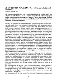 Burkina faso:5e révision constitutionnelle en 21 ans de démocratie