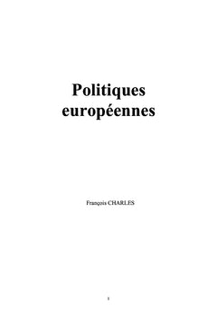 Politiques européennes-tome 1
