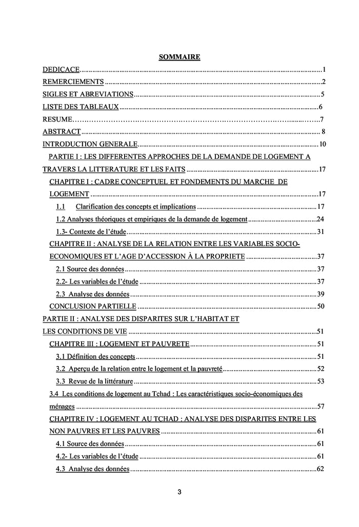 Demande de logements des menages tchadiens