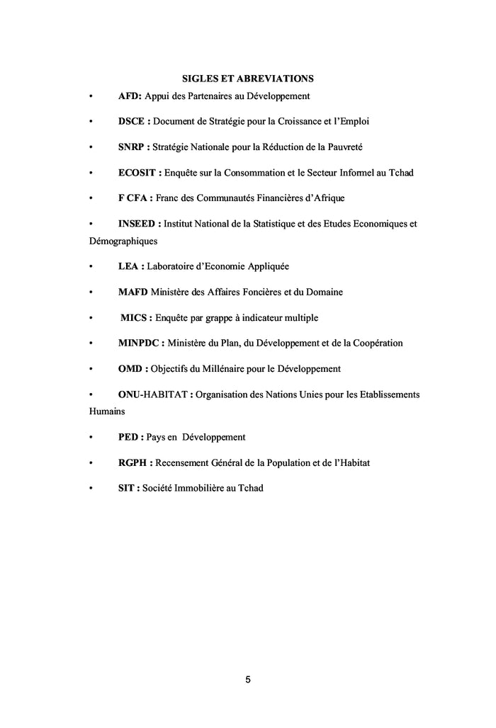 Demande de logements des menages tchadiens