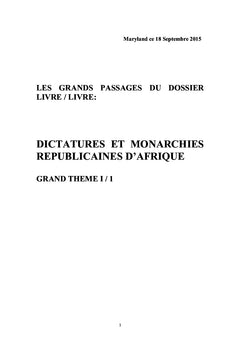 Dictatures Et Monarchies Républicaines D'Afrique