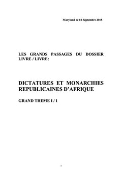 Dictatures Et Monarchies Républicaines D'Afrique