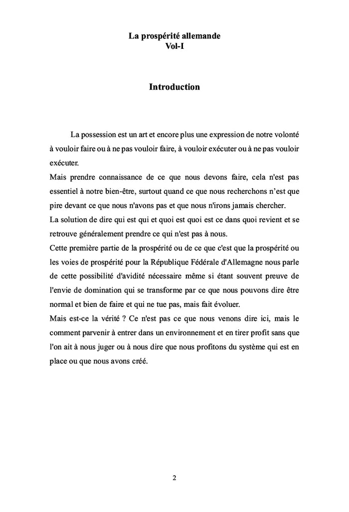 La prospérité allemande Vol 1