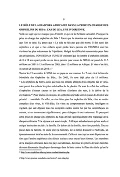 LA DIASPORA AFRICAINE ET LA PRISE EN CHARGE DES ORPHELINS DU SIDA