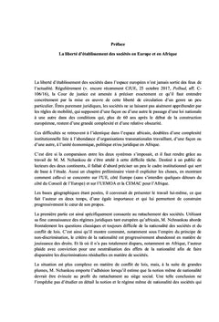 La liberté d'établissement des sociétés en Europe et en Afrique