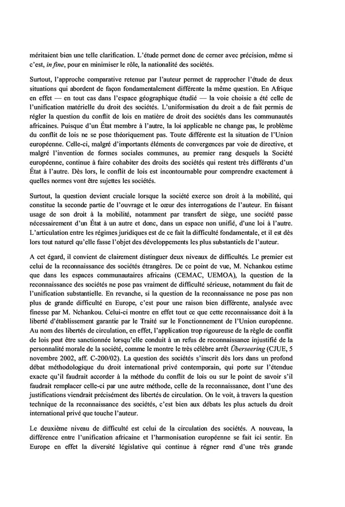 La liberté d'établissement des sociétés en Europe et en Afrique