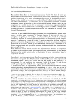 La liberté d'établissement des sociétés en Europe et en Afrique