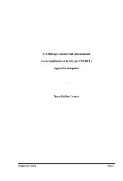 La loi Algérienne et la Loi type CNUDCI sur l'arbitrage commercial international