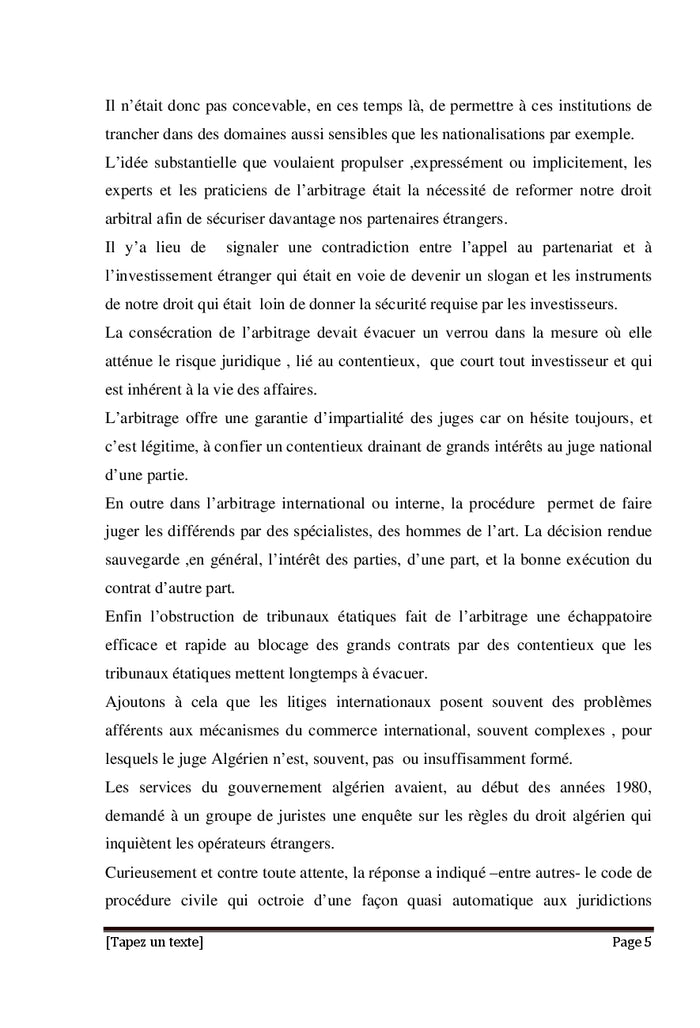 La loi Algérienne et la Loi type CNUDCI sur l'arbitrage commercial international