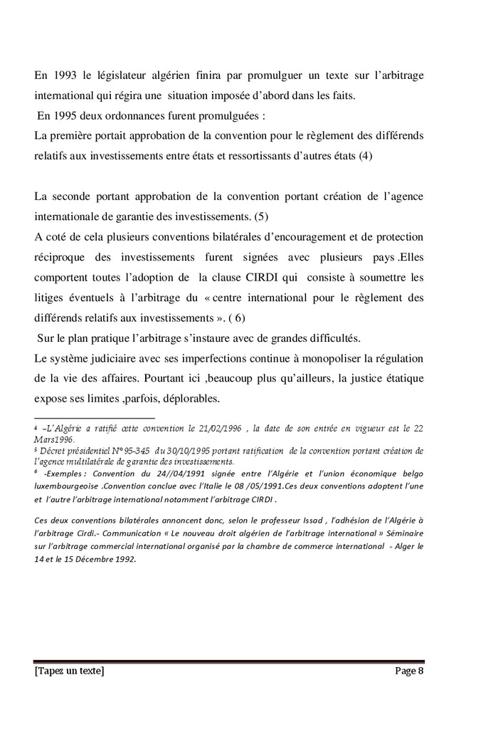 La loi Algérienne et la Loi type CNUDCI sur l'arbitrage commercial international