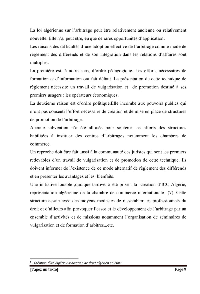 La loi Algérienne et la Loi type CNUDCI sur l'arbitrage commercial international