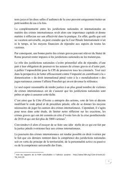 La compétence du juge pénal ivoirien face aux crimes internationaux