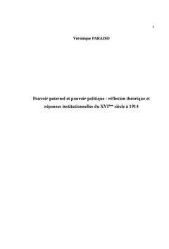 Pouvoir paternel et pouvoir politique du XVIème siècle à 1914