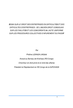 Essai sur le droit des entreprises en difficultés