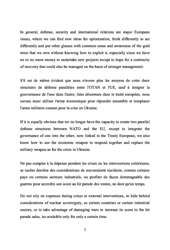 Propositions Défense, Sécurité et Rel. internationales de l'I.R.C.E.