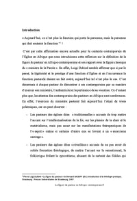 La figure du pasteur en Afrique contemporaine