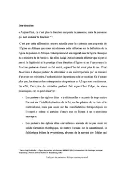La figure du pasteur en Afrique contemporaine