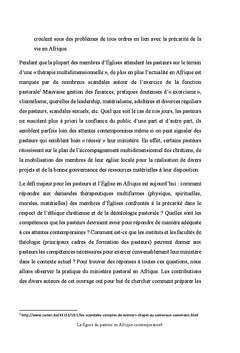 La figure du pasteur en Afrique contemporaine